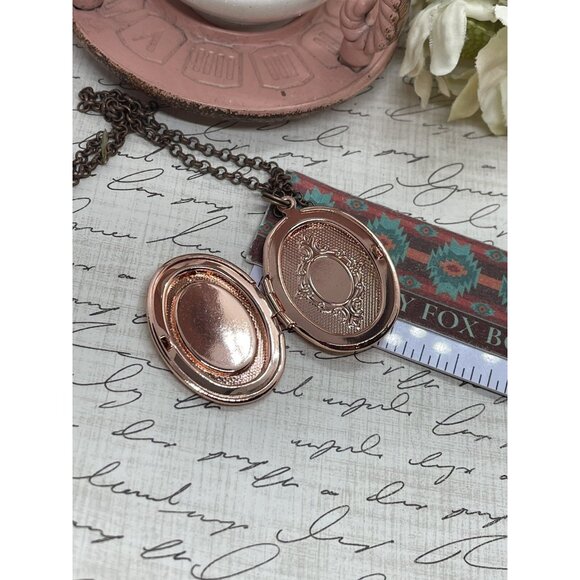 Rose Gold Brass Raven Purple Black Crow Locket Necklace Pendant Gothic Wedding - Picture 13 of 14